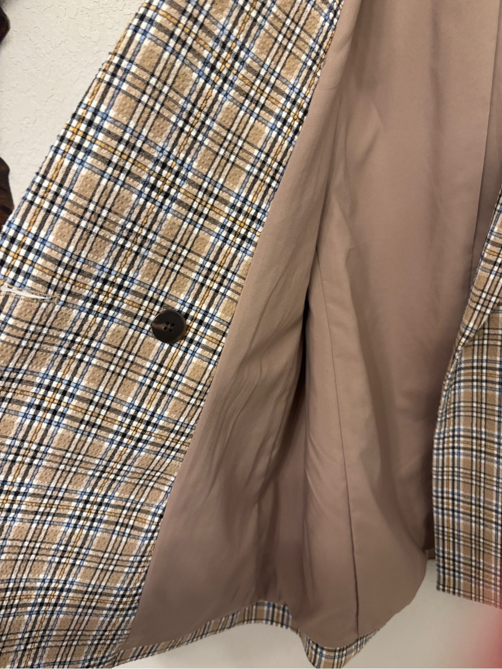 Madewell Tan Plaid Double-Breasted Blazer - Picture 7 of 7